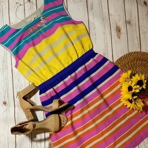 Loft Multi-Color Striped Summer/Spring Dress